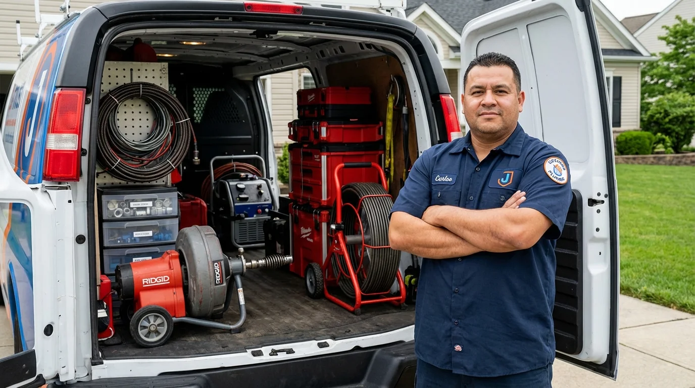 Professional drain cleaning equipment and Johns Plumbing LLC plumber in Lawnside