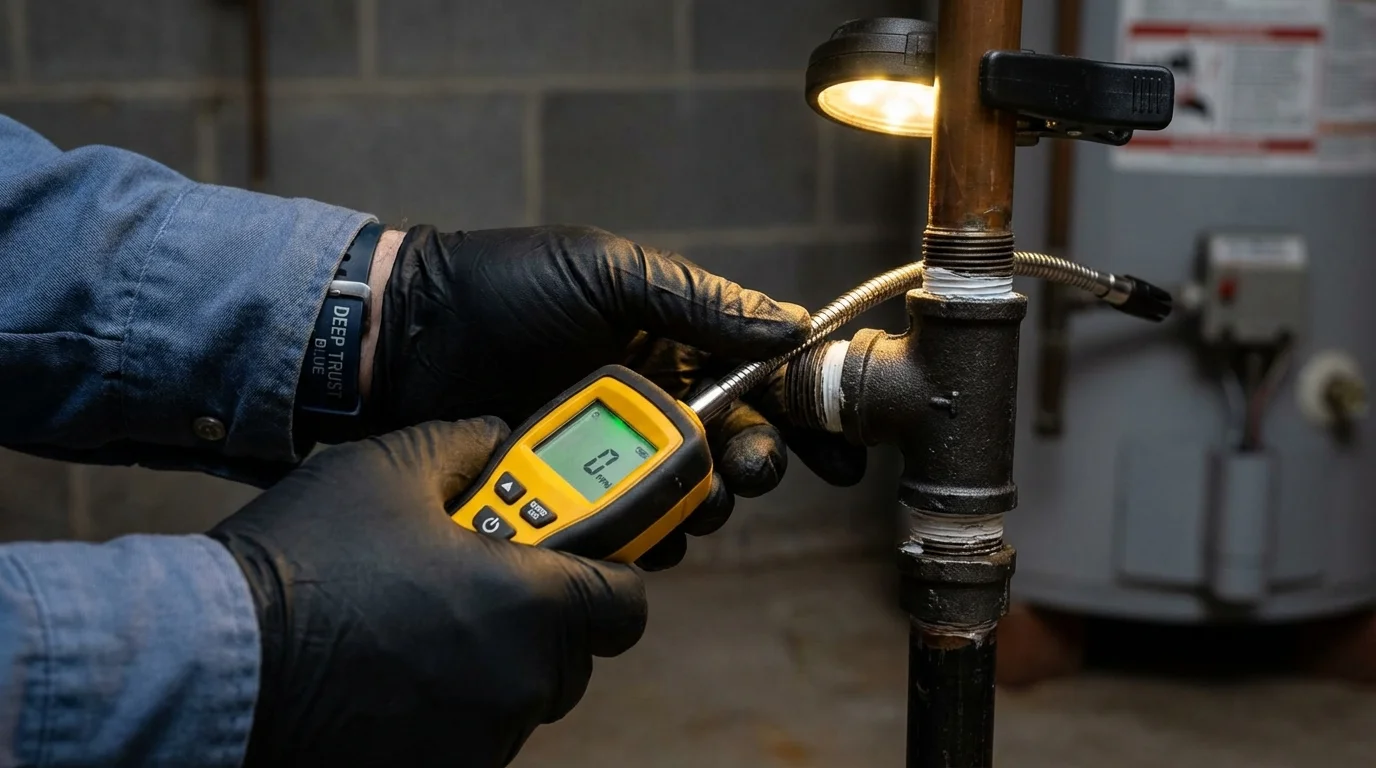 Gas leak detection with electronic sniffer by Johns Plumbing LLC in Lawnside