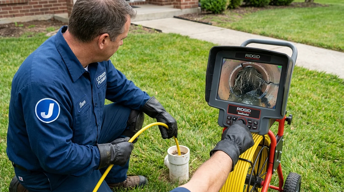 Sewer camera inspection being performed by Johns Plumbing LLC in Lawnside