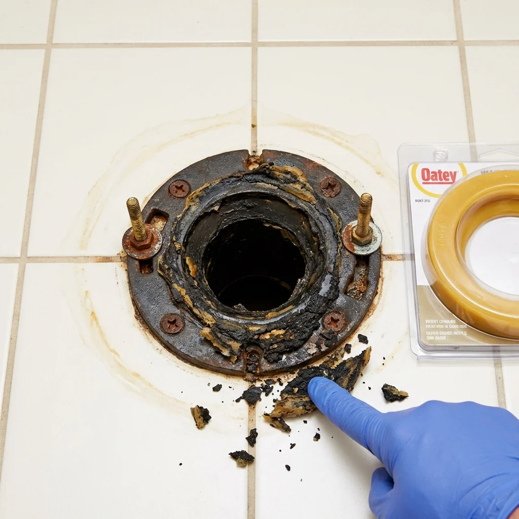 Failed wax ring showing water seepage at the base of a toilet in a Lawnside, NJ home